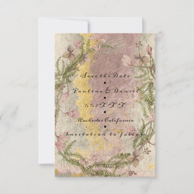 Spara Blommigten för datumskydd Linen Mint Rosa Gu Datumet (Framsida)