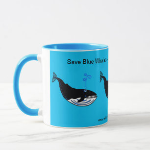 Spara Blue WHALES - Endangångna djur - Vilt - Mugg