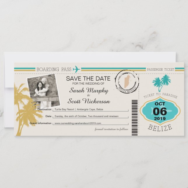 Spara boardingkortet till Belize Spara Datumet (Framsida)