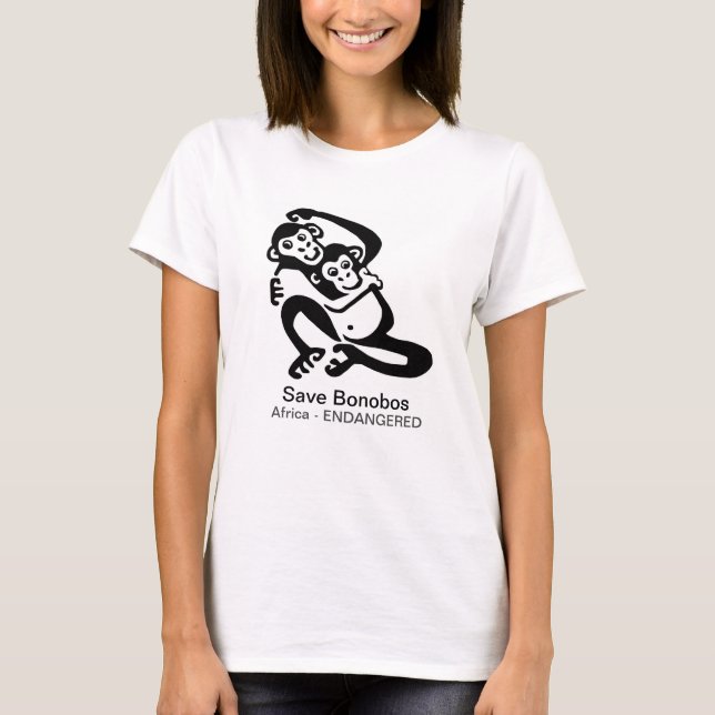 Spara BONOBOS-utrotningshotade schimpanser - Afrik T Shirt (Framsida)