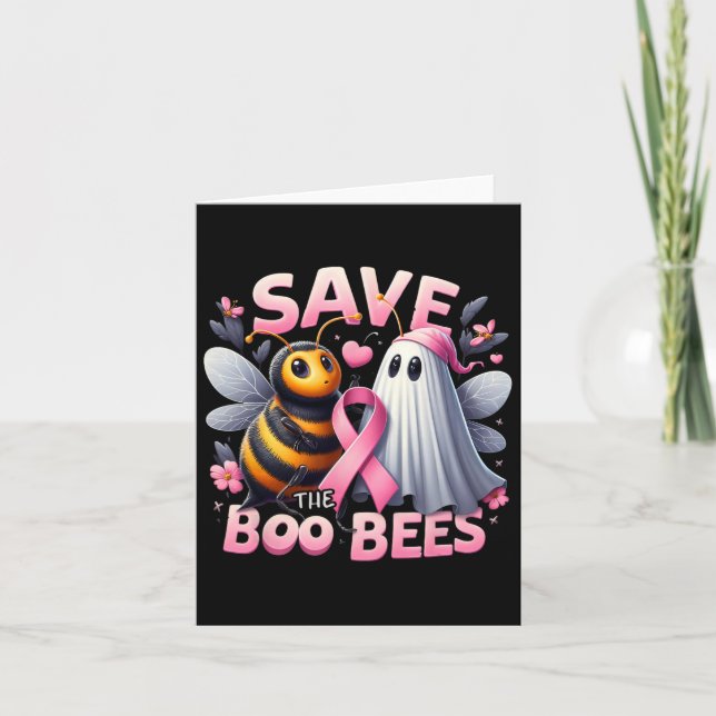 Spara Boo Bees Breast Cancer Warrior Halloween Kort (Framsida)