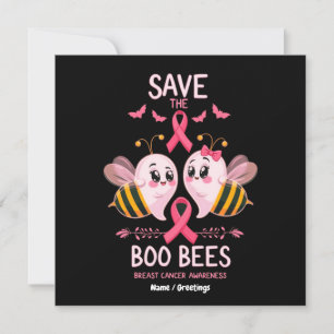 Spara Boo Bees bröstcancer Kvinnor Halloween Inbjudningar