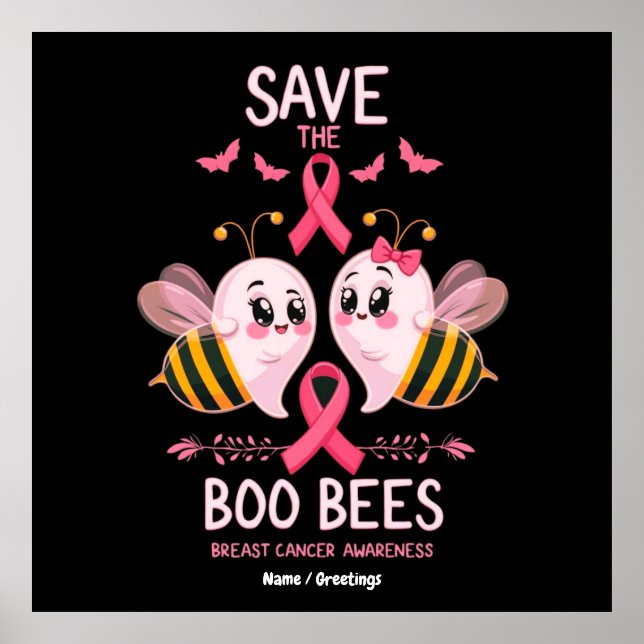 Spara Boo Bees bröstcancer Kvinnor Halloween Poster (Framsidan)