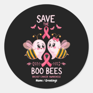 Spara Boo Bees bröstcancer Kvinnor Halloween Runt Klistermärke