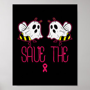 Spara Boo Bees Funny Halloween Breast Cancer Aw Poster