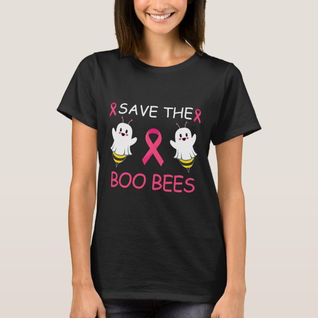 Spara Boo Bees Halloween Roligt Bröstcancer Awar T Shirt (Framsida)