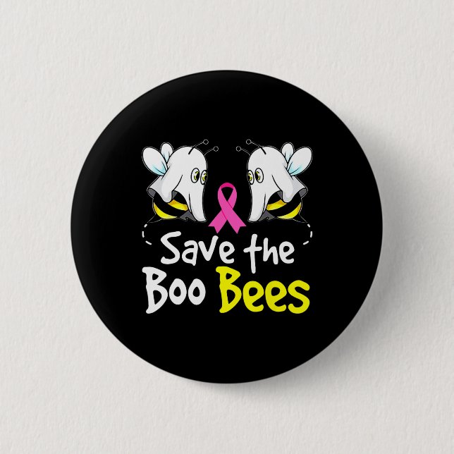 Spara Boo Bees Roligt Breast Cancer Awareness Hall Knapp (Framsida)