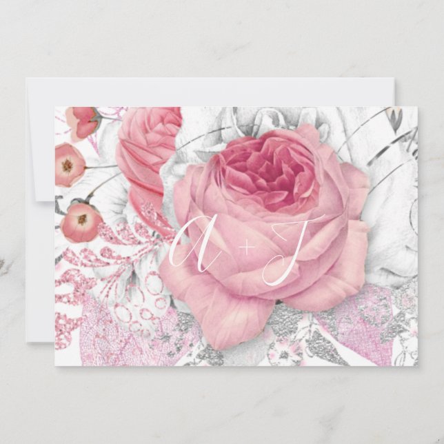 Spara Bröllop Bride Ro Monogram-Rosan Spara Datumet (Baksida)