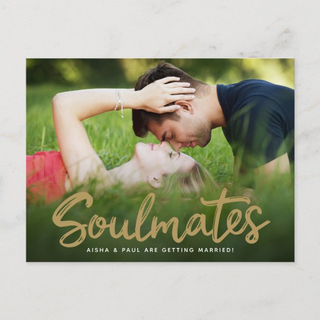 Spara Bröllop-fotokortet för handskrivet skript Vykort (Framsida)