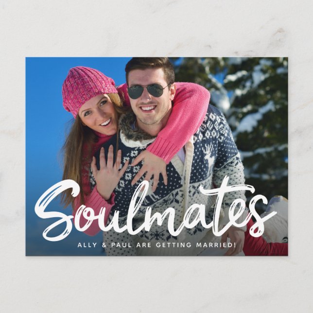 Spara Bröllop-fotokortet för handskrivet skript Vykort (Framsida)