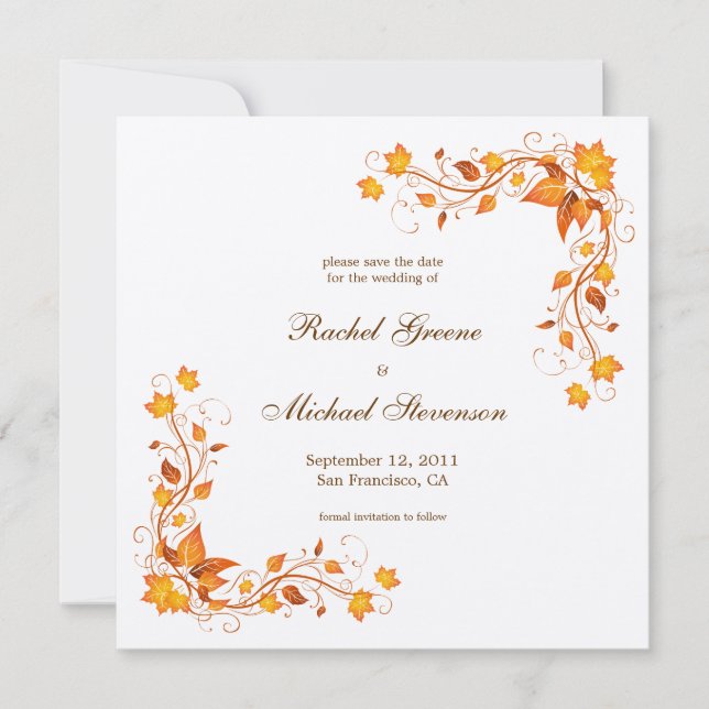 Spara Bröllop-kortet för hösten Spara Datumet (Framsida)
