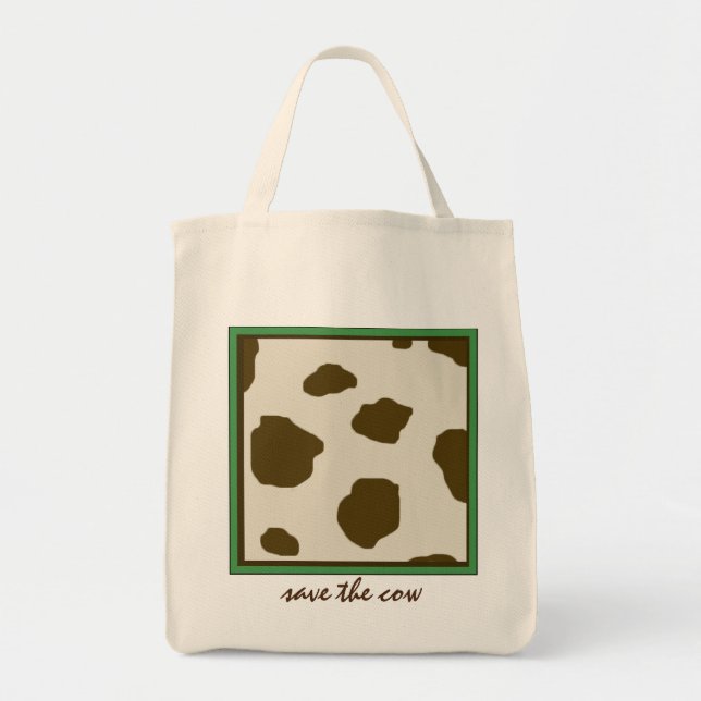 SPARA Brun Faux Cow Skin Tygkasse (Framsidan)