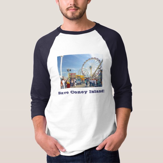 Spara Coney Island! Vuxen Long-Slve Raglan T-shirt (Framsida)