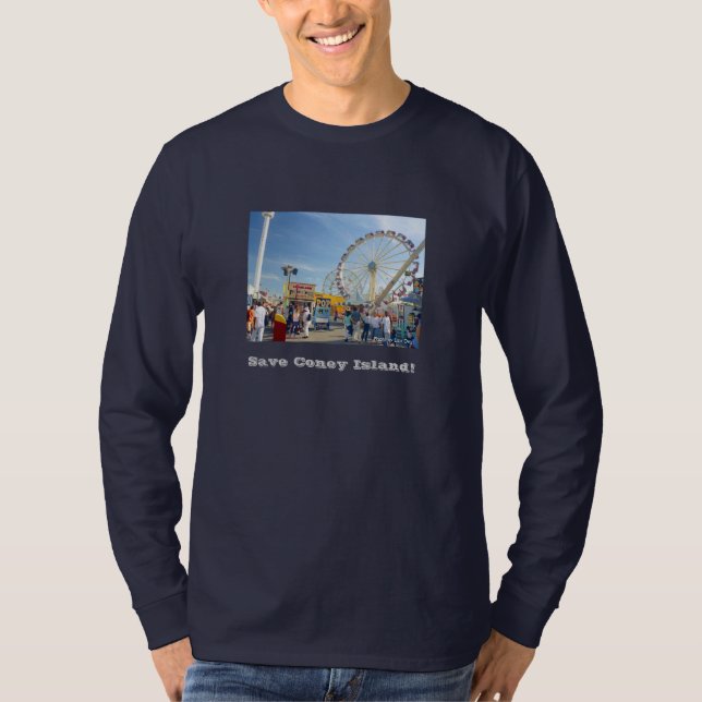 Spara Coney Island! Vuxen T-shirt med lång Sleeve (Framsida)