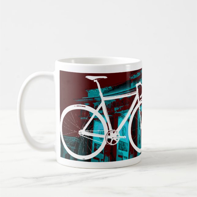 Spåra cykeln Berlin - röd blått Kaffemugg (Vänster)