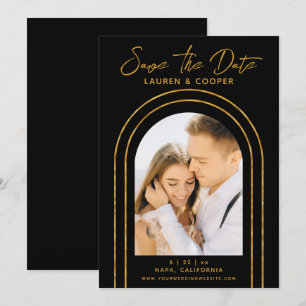 Spara Date Black Guld Snyggt Art Deco Bröllop