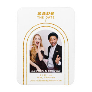 Spara Date Black Guld Snyggt Art Deco Bröllop Magnet