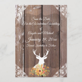 Spara Date Chic Antique Rustic Hjort Antlers Datumet