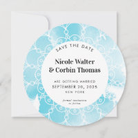 SPARA DATE modern boho mandala aqua vattencolor
