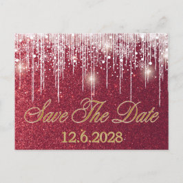 Spara Date Red Glitter Drips Corporate Helgdag Helg Vykort