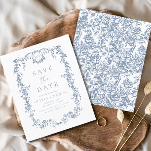 Spara Date Victorian Blommigt Dusty Bröllop