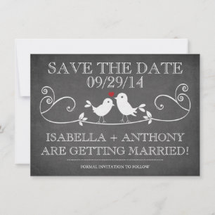 SPARA DATE Vintage Chalkboard Love birds Spara Datumet