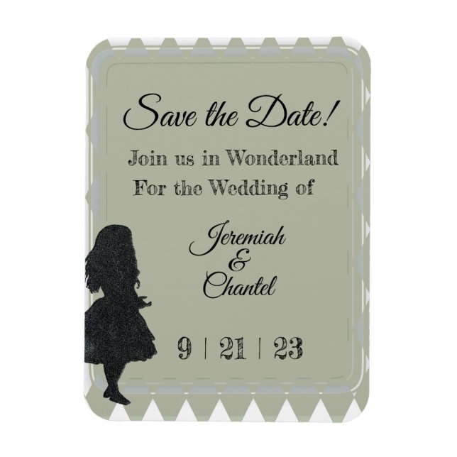 Spara Date Vintage Sage Grönt Alice Wonderland Magnet (Vertikal)