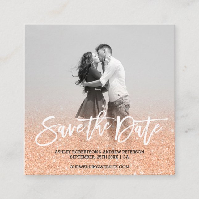 Spara datera förkopprar det solbrända fyrkantigt visitkort (Framsida)