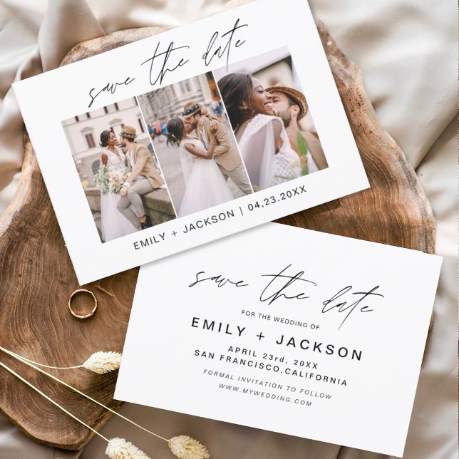 Spara datum 3-fotots Elegant redigerbar modern Spara Datumet (Skapare uppladdad)