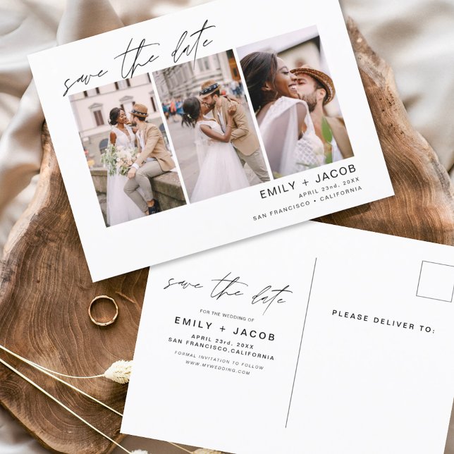 Spara datum 3 - redigerbart vykort för foto-Elegan (Skapare uppladdad)