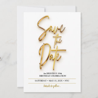 Spara datum 3d-text enkel och minimalistisk inbjudningar