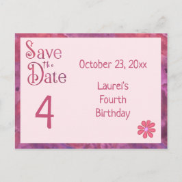 Spara datum 4-års födelsedag för en flicka meddelande vykort
