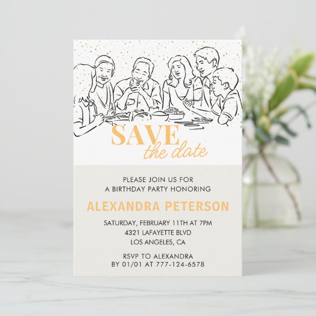 Spara datum 59-årsdag inbjudan Middag (Stående Fram)