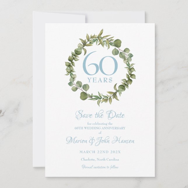 Spara datum 60-årsjubileum Grönskande krans Datumet (Framsida)