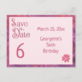 Spara datum 6-års födelsedag för en flicka meddelande vykort