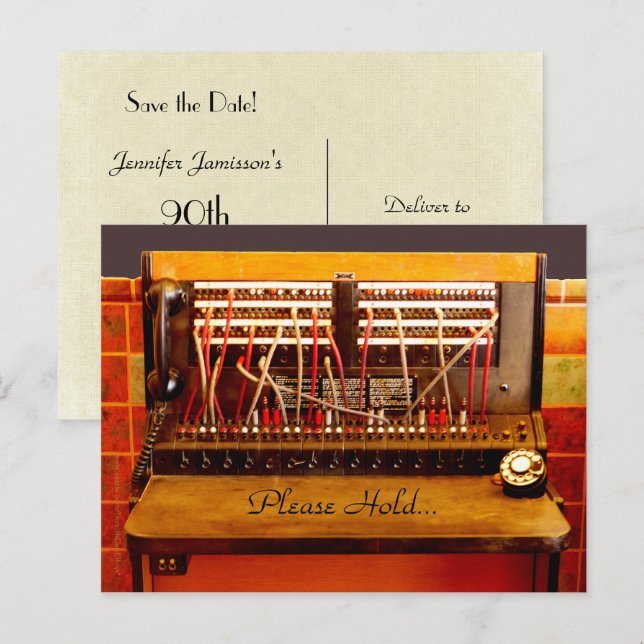 Spara datum 90-årsfirande telefonkort meddelande vykort (Fram/baksida)