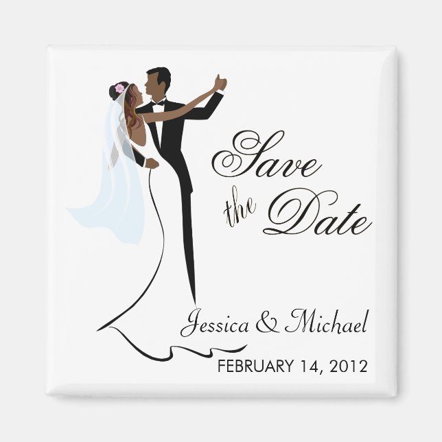 Spara datum - afrikansk amerikansk Bride och Groom Magnet (Framsidan)