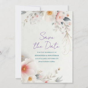 Spara datum akvarell blommig handskriven skrift datumet