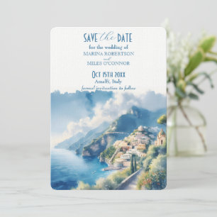 Spara Datum Amalfi Akvarell Italien Destination Inbjudningar
