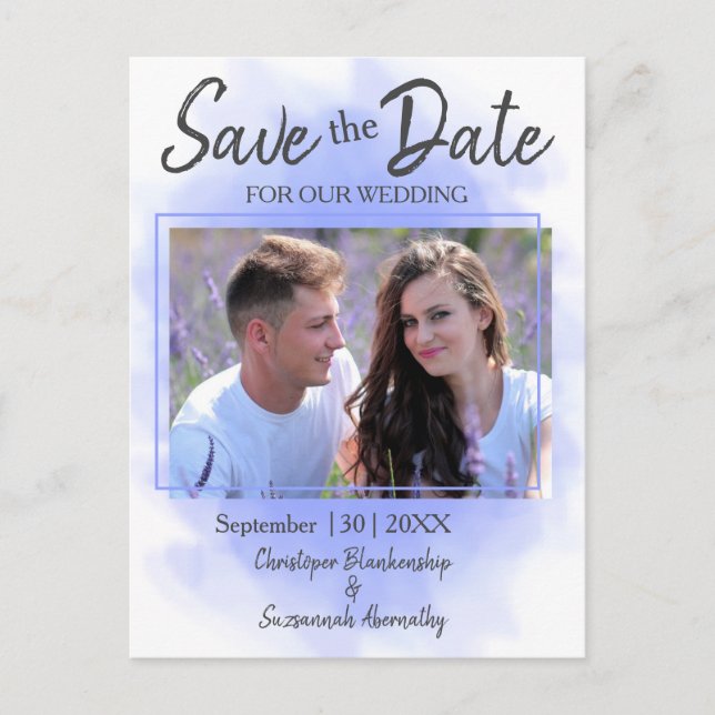 Spara datum anpassad fotogalleri enkelt äktenskap meddelande vykort (Framsida)