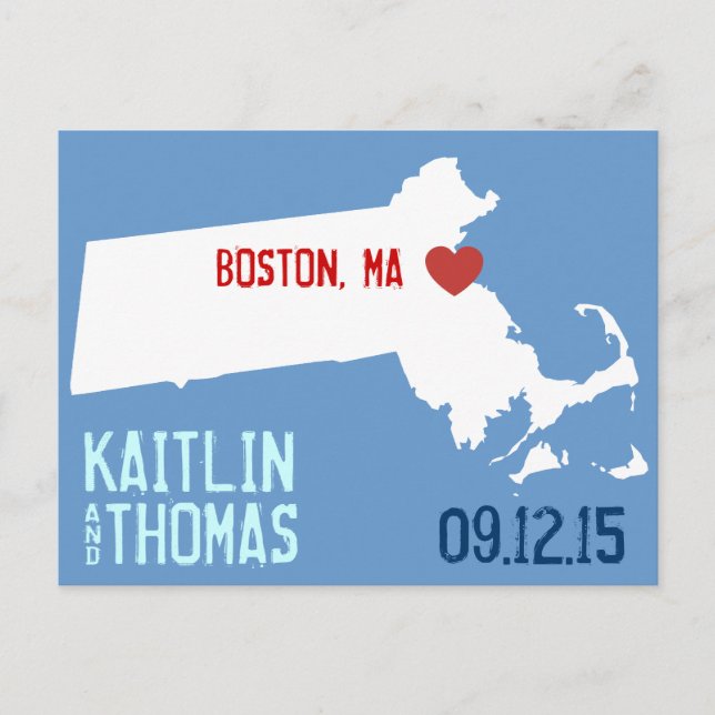 Spara datum - Anpassade - Massachusetts Meddelande Vykort (Framsida)