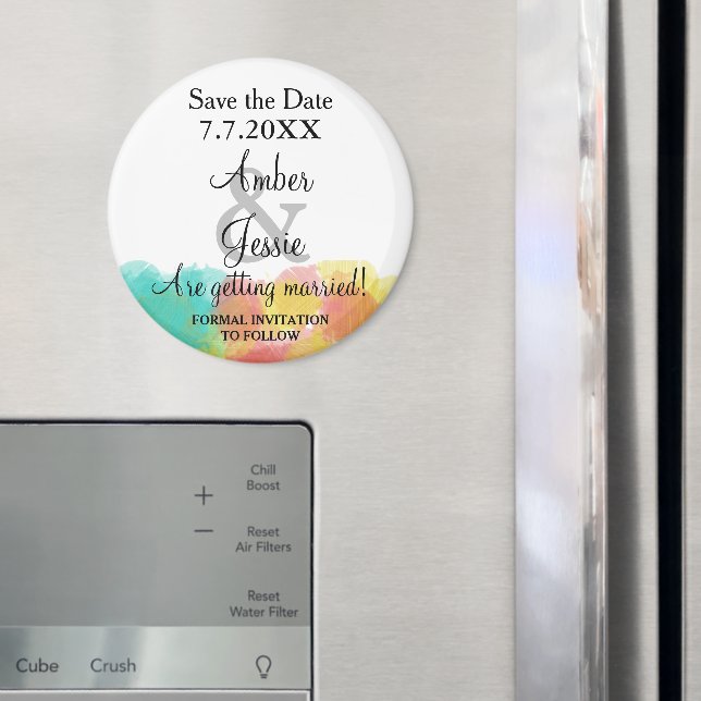 Spara datum Artsy Gouache Akvarell Bröllop Magnet (In Situ (Fridge))