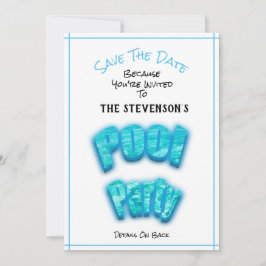 Spara datum Bassäng Party-födelsedagsinbjudan vit Spara Datumet