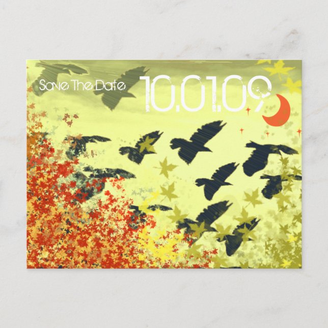 Spara datum - Bird Löv Swirls Meddelande Vykort (Framsida)