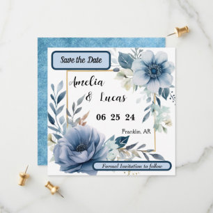 Spara datum Blå Blommig Datumet