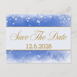 Spara datum Blå Guld Snöflingor Företagsjulsfirand Helg Vykort