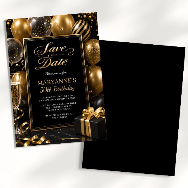 Spara datum Black Gold 50-årsdag Inbjudningar (Skapare uppladdad)