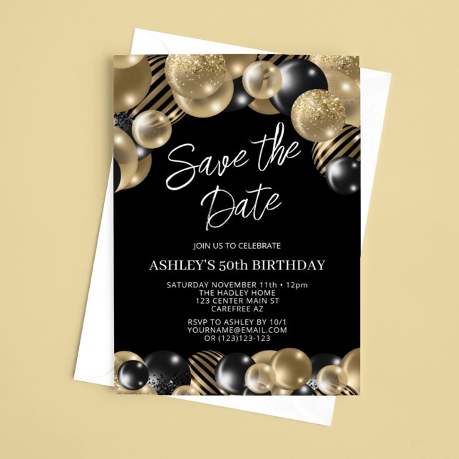 Spara datum Black Gold 50-årsdag Inbjudningar (Skapare uppladdad)