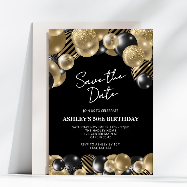 Spara datum Black Gold 50-årsfirande Inbjudningar (Skapare uppladdad)