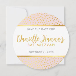 SPARA DATUM blek rosa guld polka dots Inbjudningar